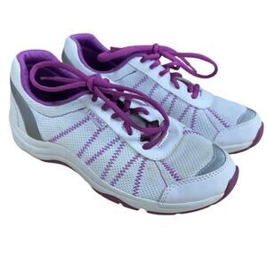Vionic Alliance Active Orthotic Orthaheel Sneaker White/Purple Women's Sz 6 EUC